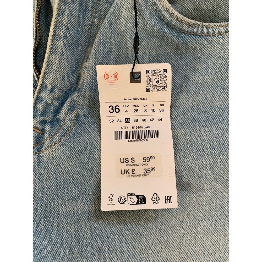 Zara  Women Denim Wide Leg  Size - 4 New - Picture 3 of 10